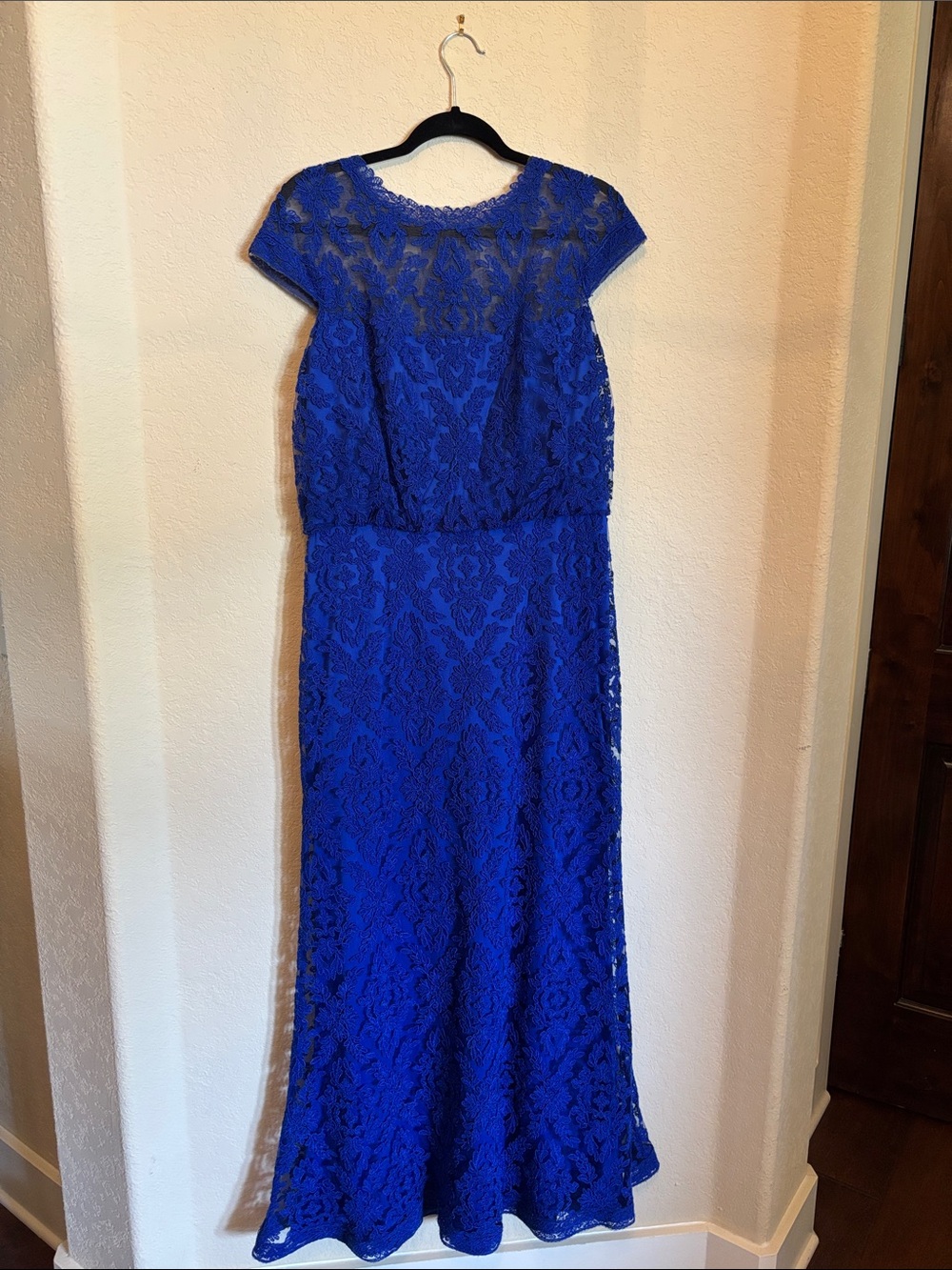 Tadashi Shoji Cobalt Blue Lace Maxi Dress